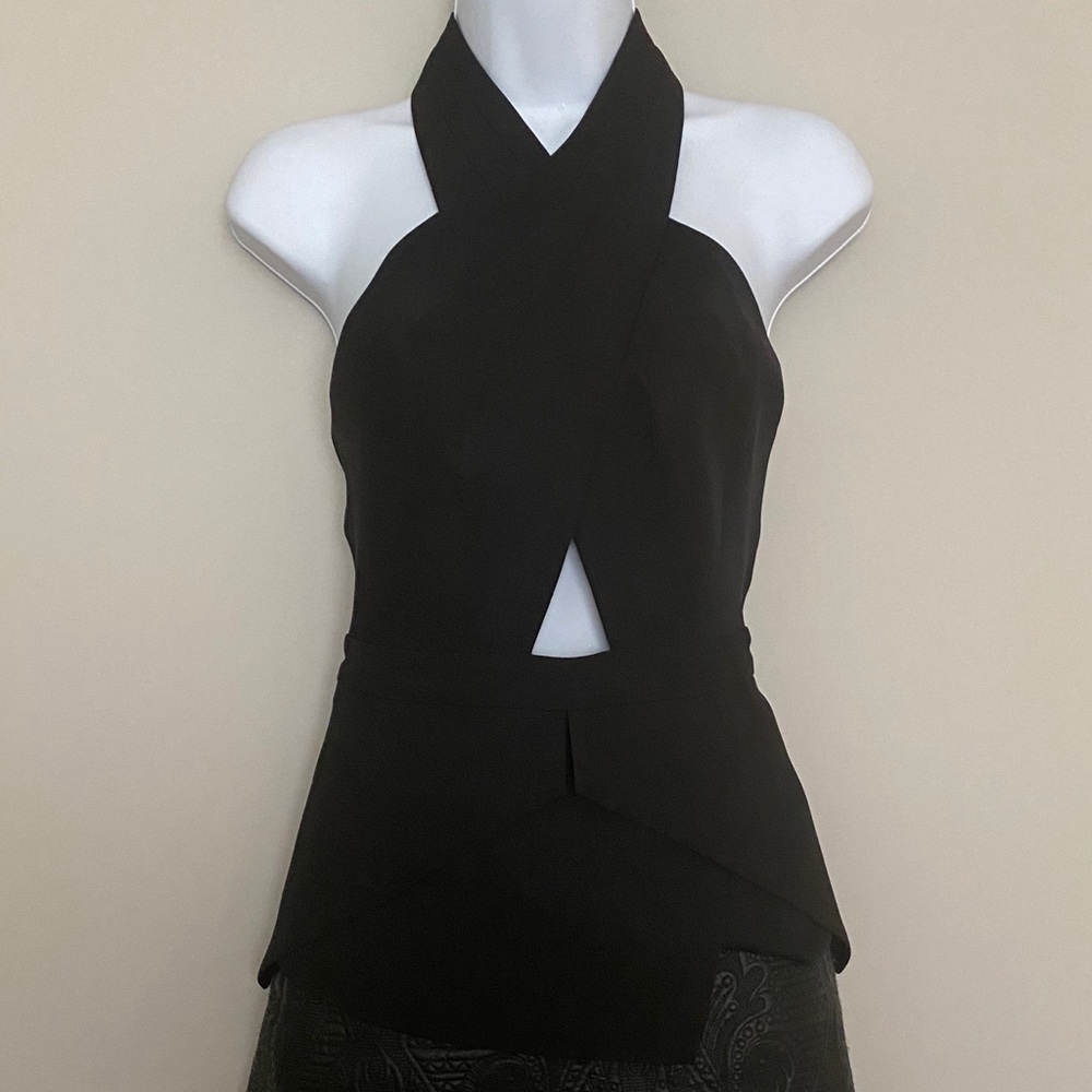 bcbgmaxazria crisscross cutout top